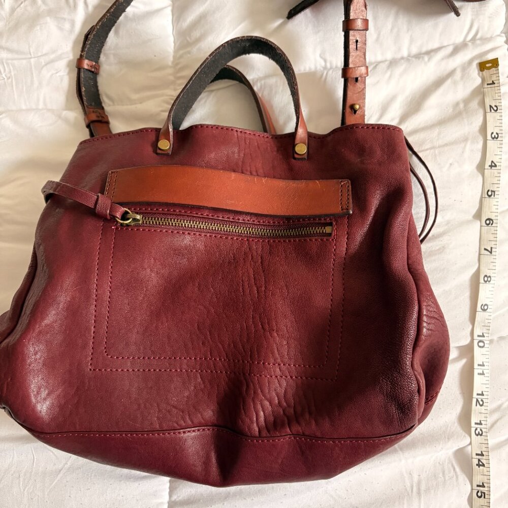 Sundance Burgundy and Brown Leather Satchel - Picture 9 of 10
